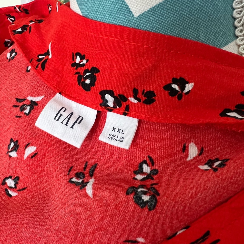 Gap size XXL Short Sleeve Midi Red Dress with Pockets - Picture 8 of 11